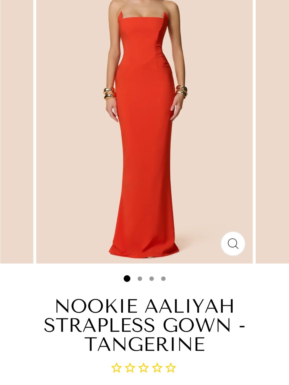 Nookie Strapless Maxi Gown in Tangerine